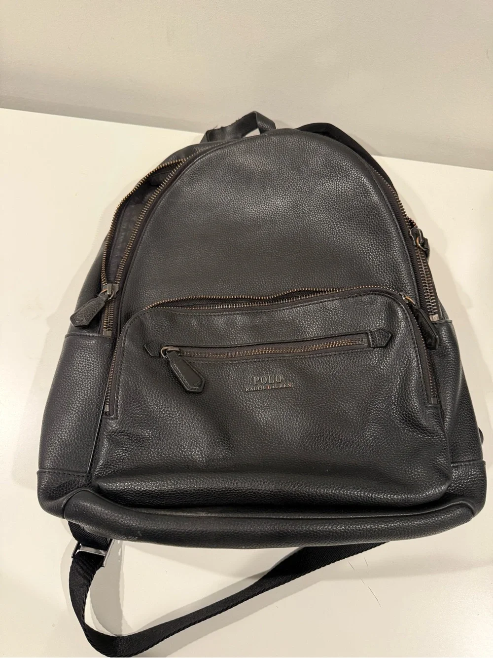 Men’s Polo Ralph Lauren black leather backpack
